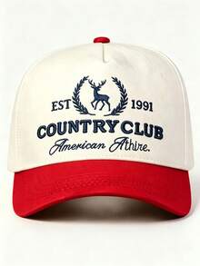 1pc Men Hat 'Deer Wreath Badge' Embroidered Fitted Hat , Adjustable Hat, Perfect For Parties, Get-Togethers, Running, And Sun Protection - Multicolor - View 12