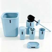 4/6‑Piece Bathroom Accessory Set, Countertop Storage Kit, Includes Soap Dispenser, Toothbrush Holder, Drinking Cup, Soap Dish, Matte Smooth Plastic Bathroom Organizer For Home Bathroom Vanity Countertop Decor - Multi-color Bathroom Set - View 14