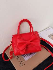1pc Girls Bow PU Magnetic Closure Fashion Handbag One Shoulder Crossbody Bag Suitable For All Seasons Daily Use - A - View 14