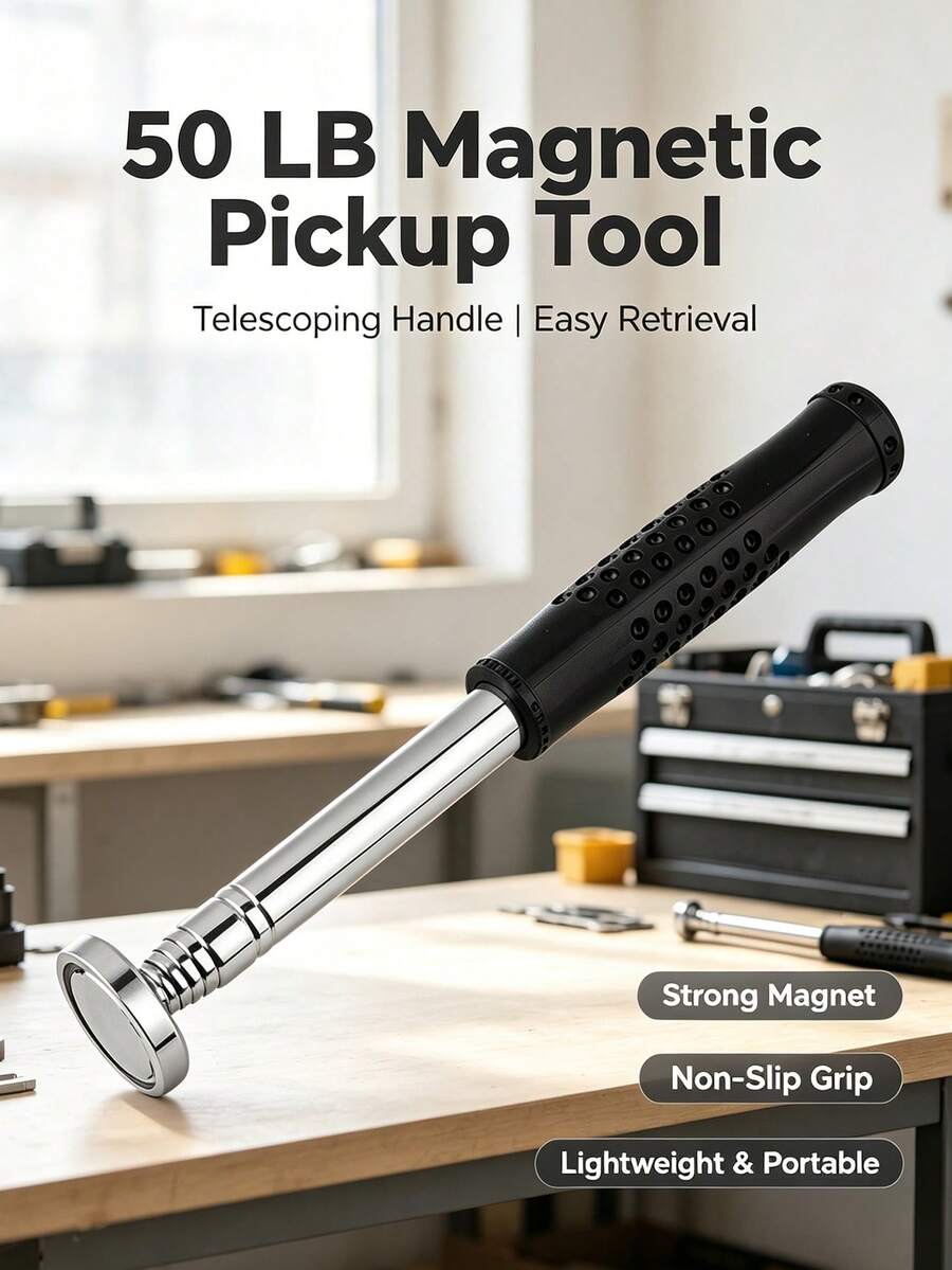 50LB Telescoping Magnetic Pickup Tool, Extendable Magnetic Magnet Stick, Non‑Slip Ergonomic Handle Magnetic Retriever Tool For Retrieving Screws Nuts Metal Parts Auto Repair DIY Hand Tool - A - View 1