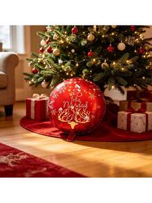 10pcs/Set 28-Inch Spanish Merry Christmas Round Balloons, Suitable For Christmas, New Year, Birthday Decoration, Christmas Theme Decoration Balloons, Indoor And Outdoor Use - Christmas - View 8