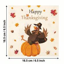 20/40/60pcs Thanksgiving Disposable Paper Napkins, 2-Ply Cartoon Turkey Pumpkin Maple Leaf Print Party Napkins, Suitable For Friendsgiving Party, Autumn Harvest Celebration, Baby Shower, Bridal Shower, 6.5*6.5 Inches - Multicolor - View 8