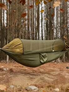 1pc Camping Hammock With Built‑In Mosquito Bug Net, Portable Lightweight Parachute Nylon Hanging Bed, Anti‑Insect Hammock Tent With Side Storage Pocket, Outdoor Swing Bed For Hiking, Backpacking, Garden Backyard Camping Use - Mosquito Net Hammock - View 12