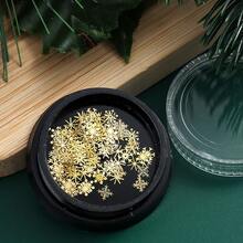 1 Box Snowflake Metal Nail Art Charms, 3D Gold Snowflake, 9 Mixed Color Designs, Cute Christmas Theme Winter Nail Decoration, Suitable For DIY And Nail Salon - Gold - View 11