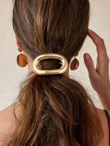 Oval Hollow Hair Clip, Back Of Head Claw Clip, Half-Up Hair Accessory, Multi-Functional Hair Accessory, Suitable For Daily Use And Travel - Multicolor - View 3