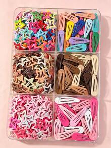 100/60/30/10pcs Colorful Y2K Star & Water Drop Mixed BB Hair Clips, Basic Durable Non-Damaging Hair Accessories, Sweet Cute Hair Clips For Girls And Kids, Suitable For Daily, Vacation, School, Date - Multicolor - View 3