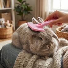 1PC Small‑Pet Slicker Grooming Pin Brush, Gentle Pet Rabbit Comb For Loose Fur Removal & Deep Skin Massage, Ergonomic Hand‑Held Grooming Tool For Kitten Puppy Rabbit Guinea Pig Ferret Small Animal Hair Care Accessories - View 2
