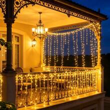 Hanging Icicle Curtain LED String Lights, Battery Powered With Battery Box (Batteries Not Included), Soft Warm Light, Suitable For Window, Wall, Holiday Photo Backdrop Decoration - White - View 3