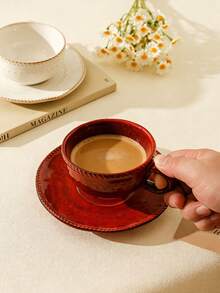1 Set 230ML Ceramic Coffee Cup & Saucer Set, Includes Home Drinking Cup, Afternoon Tea Cup, Ideal Gift For Any Occasion - Multicolor - View 4