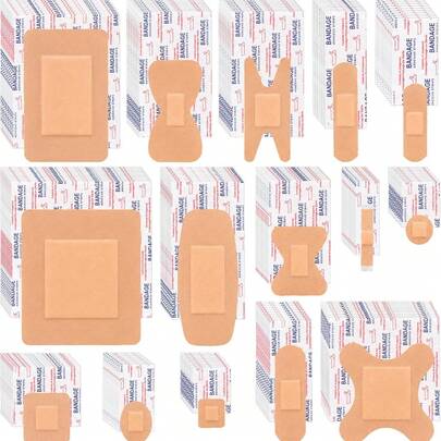 1 Set - 5/60/80/100/120 piezas Juego de vendas para dedos de tamaño mixto, combinación de hemostasia rápida & cuidado suave de heridas, cinta de primeros auxilios impermeable & transpirable, adecuada para todas las partes del Body, aplicable para raspaduras, ampollas, cosplay, Halloween, etc.