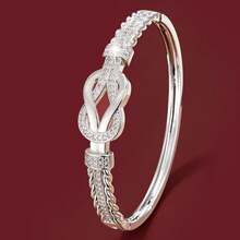 1pc Line Wrapped Knot Design Cubic Zirconia Inlaid Women Bracelet, Casual Gift - Multicolor - View 1