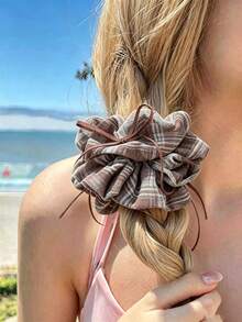 Academy Style Retro Plaid Pattern Scrunchie Hair Accessory, Spring/Summer New Fashion Versatile Hair Band, Made Of High Elasticity Rubber Material, Suitable For Ponytail And Other Hairstyles. Autumn/Winter Decorative Hair Accessory Headpiece Fashion Women's Hair Accessory, Ideal Gift Suitable For Work, Business, Commuting - Multicolor - View 5
