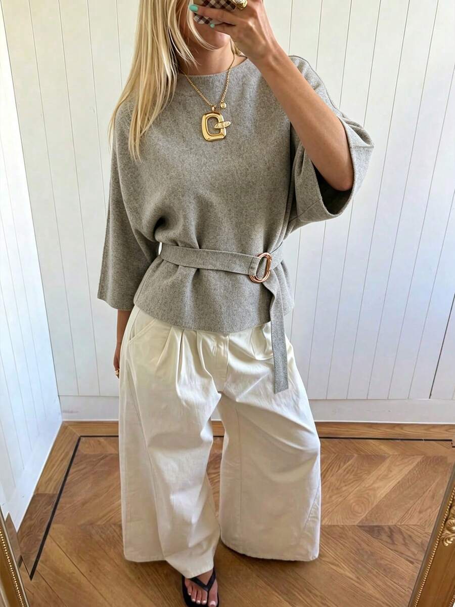 Women's New Autumn Knitted Sweater Elegant Casual Commute Travel - Grey - View 1