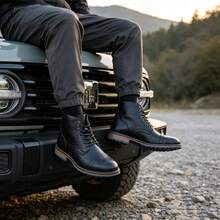 Men's Vintage Work Boots Round Toe Thick Sole Heel Dual-Tone Upper Commute Casual Ankle Boots Outdoor Hiking Boots - Black - View 3