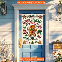 1pc 2D Flat Garden Flag, Gingerbread Christmas Element, Perfect For Camping And Yard Decoration, Single-Sided Printed Flag, All-Season Use, Garden Decor, Outdoor And Home Gathering Welcome Flag (Flag Only) - A - View 5