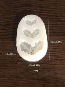 1 buah Cetakan Silikon Berbentuk Lonceng & Daun Natal DIY Aromaterapi Cetakan Lilin Resin Plaster Liburan - Daun Holly Putih - View 2