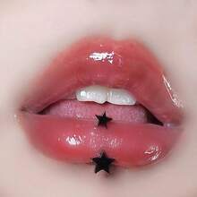 Star D-Shaped External Thread Lip Ring Cool Star Lip Stud Ear Cartilage Stud Earring Non-Fading Piercing Jewelry Suitable For Halloween Christmas And Daily Wear - steel color - View 2