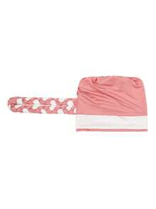 Gorro turbante trenzado para mujer, envoltura de cabeza elástica de bloques de color, gorro de punto suave de moda para uso diario - color - Ver 5