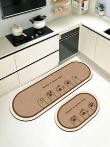 1pc Cute Cat‑Paw Gesture Print Pattern Kitchen Mat, 3.5 Mm Soft Rubber That Absorbs Water And Is Easy To Clean. Suitable For Corridors, Bathrooms, Living Rooms, Outdoor Door Mats, And Toilets. Useable Throughout The Year And For Various Holidays. - Multicolor - View 2