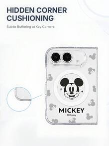 Miniso 手機殼，卡通塗鴉彩繪圖案，迪士尼米奇米妮保護殼，相容 iPhone 18duo，情侶中性風格，極簡透明 MagSafe 磁吸時尚可折疊手機殼 - 無色 - 查看 6