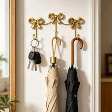 Gold Bow Wall Hook, Wall-Mounted, Gold Hook, Suitable For Coats, Towels, Room Decor, Bathroom, Cute & Charming Decoration, Office - Gold - View 8