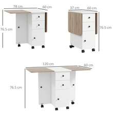 Multi-Storage Six-Person Drop Leaf Dining Table -  White On-Site - Multicolor + Engineered Wood - View 3