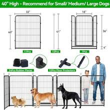 Kfvigoho Dog Playpen Outdoor Extra Wide 12 Panels Heavy Duty Dog Fence 40" Anti-Rust Coating-Strengthened Dog Fence With Doors Portable For RV Camping Yard, Total 32FT, 79 Sq.Ft, Snowy Black - Black - View 8