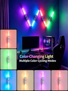 DIY Modular RGB Motion Sensor Wall Light, Rechargeable Multi-Color Changing LED Light Strip, No Drilling No Wiring Human Body Sensor Night Light, With Emergency Lighting Function, Suitable For Bedroom, Gaming Room, Hallway, Stairs, Wardrobe, Cabinet Decoration - White - View 5