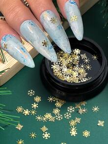1 Box Snowflake Metal Nail Art Charms, 3D Gold Snowflake, 9 Mixed Color Designs, Cute Christmas Theme Winter Nail Decoration, Suitable For DIY And Nail Salon - Gold - View 9