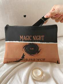 1pc, Makeup Bag, Multi-Scenario Universal, Extra Large Capacity, Ultra-Lightweight & Portable, Versatile & Practical, Halloween Pattern Printed Toiletry Bag, Cosmetic Bag, Large Capacity Toiletry Bag, For Lipstick, Brushes, Skincare, Phone, Coins, Small Items, For Home, Gift, Vacation And Holiday Multi-Functional Use, Teenager Toiletry Storage Bag - Multicolor - View 7