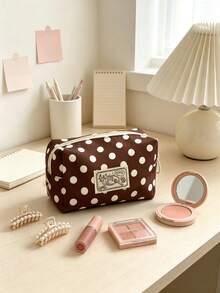 1pc Cute Polka Dot Star Print Makeup Bag, Portable Zipper Cosmetic Storage Bag, Lightweight Waterproof Travel Organizer, Large Capacity Makeup, Lipstick, Small Toiletries Storage Bag, Multi-Purpose Daily Organizer For Women - Multicolor - View 6