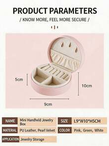 1pc/10pcsA‑Z Pink Romantic Floral Wreath Letter Jewelry Box, Semi‑Circular, Snap‑Button Carry Handle, Divided Inner Lining, Portable Personalized Case With Pink Wreath & White Letters, All‑Season Style, Great Gift For Girlfriends And Bridesmaids - Multicolor - View 10