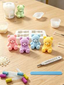 New Four-Piece Silicone Bear Candle Mold, Adorable 3D Design, Perfect For Handmade Scented Candles. High Temperature Resistant And Won't Deform, Easy To Demold Without Burrs. A Versatile Mold For Home DIY, Craft Projects, And Gift Candle Making. - White - View 11