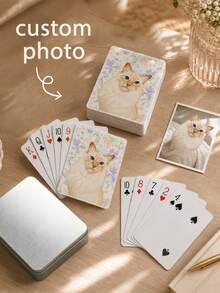 Custom Photo Playing Cards, Personalized Pet Photo Card Deck With Watercolor Portrait, Custom Pet Portrait Cards, Game Night Keepsake, Family Card Game, Pet Lovers Gift, Dog And Cat Owners Birthday Gift, Personalized Pet Lover Present - Multicolor - View 4