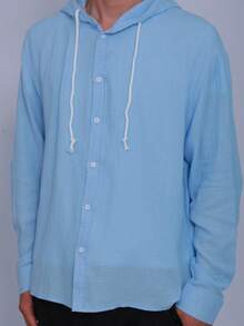 Men's Gentleman-Style Minimalist Long Sleeve Shirt, Casual Business - Blue - View 2
