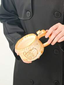 1pc Handmade Cute Cat Ceramic Mug, Creative Vintage 3D Cat Handle Coffee Cup, High Aesthetic Handmade Teacup, Suitable For Home, Restaurant, Cafe, Birthday Gift, Unique Handmade Gift - Multicolor - View 2