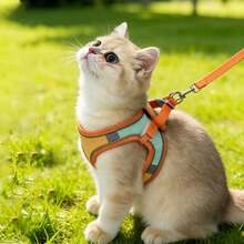 Adjustable Suede Dog Harness And Leash Set, Reflective Breathable Anti-Pull Pet Vest Harness, Escape-Proof, Suitable For Small Dogs, Medium Dogs And Cats, For Night Walks - Multicolor - View 1