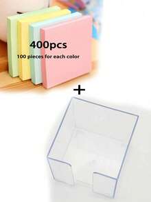 400 Sheets 4 Pads Square Sticky Notes And 1 Sticky Note Box, Self-Adhesive Memo Sticky Notes, Suitable For Office, School And Home Use, Suitable For Office, School And Home Organization, Back To School Gift, Back To School Gift Set, School Supplies - Transparent - View 12