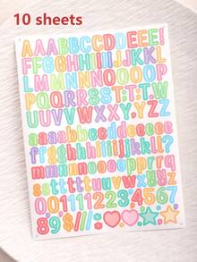 5/10 Sheets (1500Pcs) Waterproof English Letter Stickers, Decorative Number & Letter Stickers For Planner, Scrapbook, Card, Postcard, Laptop, Skateboard, Helmet, Party And Holiday Decoration - Multi-color Letters - View 18