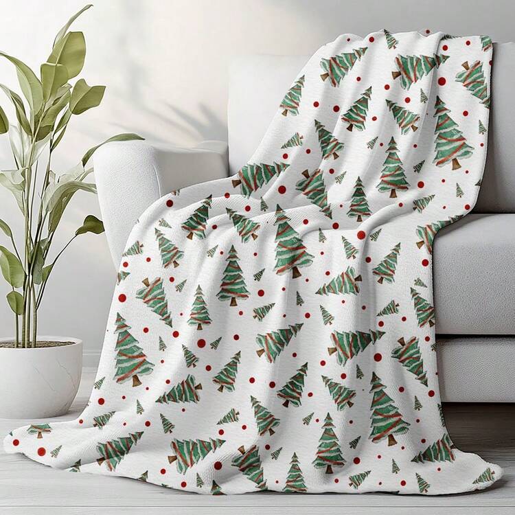 1pc Personalized Christmas Popular Design Christmas Tree Pattern Blanket - Comfortable Warm Digital Printed Knitted Blanket, Suitable For Napping, Sofa, Office, Camping, Multi-Purpose Gift, Suitable For All Seasons - Multicolor - View 9
