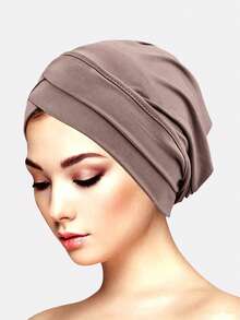 3pcs Women's Double Crossed Stretchy Beanie Hats, Base Layer Hat Scarf Headgear, Suitable For Daily Use Sleep Bonnet,Holiday,Festival - Multicolor - View 34