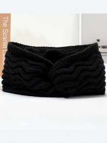 1PC New Fashion Thermal Lined Solid Color Warm Ear-Protective Wide Band Knitted Acrylic Headband Hair Accessory For Autumn/Winter Sports - As Shown - View 8