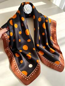 Spring/Summer New Contrast Color Trim Silk Scarf For Women, Luxury Style Decorative Small Silk Scarf, Multi-Use Accessory For Office Shirts, Bags And Hairbands - Multicolor - View 3