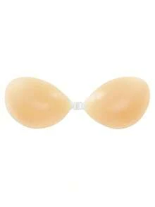 2pcs Nude Front-Clasp Silicone Bra, Sweat-Proof Anti-Slip Invisible Nipple Covers, Suitable For Backless Dresses And Camisoles - Apricot - View 13