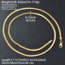 1pc 14K Gold Plated Hollow Woven Chain Necklace, Classic Luxury, Suitable For Women And Men For Daily Wear, Party, Commuting - Gold - View 6
