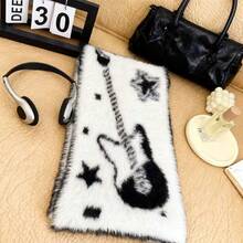 1pc Autumn Style Scarf Shawl, Winter Warm Skin-Friendly Neck Warmer, Black And White Plush, Suitable For Daily Wear - Multicolor - View 7