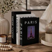 3pcs Decorative Books Set, Large, Medium, Small, Paper Realistic Fake Books, Stackable Faux Books, Desktop Fashion Decor, Home Room Aesthetic Decoration Ornament - Multi-color - View 6