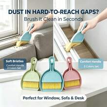 Mini Dustpan And Brush Set, Small Hand Broom Dust Pan Combo, Portable Desktop Cleaning Brush For Window Groove, Keyboard, Sofa Gap, Desk Corner, Multicolor Tiny Cleaning Tool For Home Office - View 3