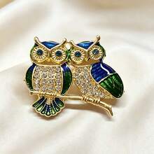 Moonfan Fashionable Minimalist Animal Theme Brooch, Elegant And Unique Design, Crafted With Enamel Technique, Featuring Branch And Owl Shape - Red - View 2
