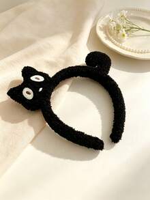 1pc Cute Plush Rabbit Headband, Soft Fuzzy Bunny Pom‑Pom Decor Hair Hoop, Sweet Cartoon Animal Hair Accessory For Girls Daily Makeup Washing Face - Multicolor - View 6